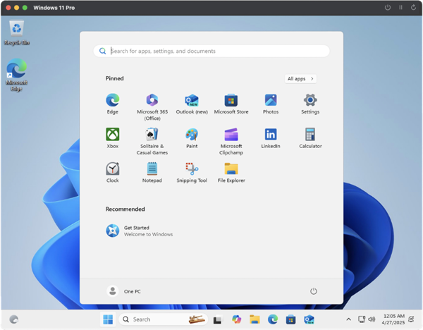 A computer screen displaying the Windows 11 Start menu with various app icons, a search bar at the top, and a taskbar at the bottom.